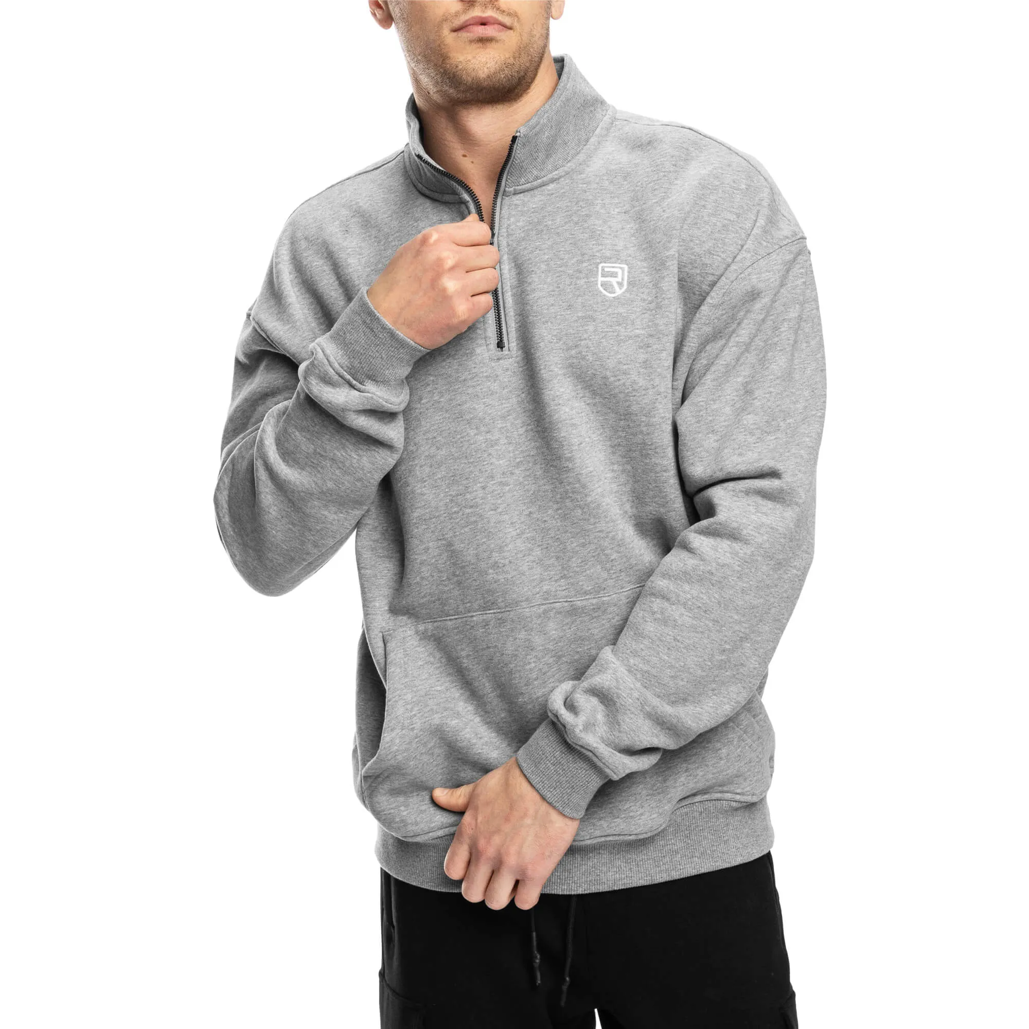 Comfy Crew Half Zip - Light Grey Marl