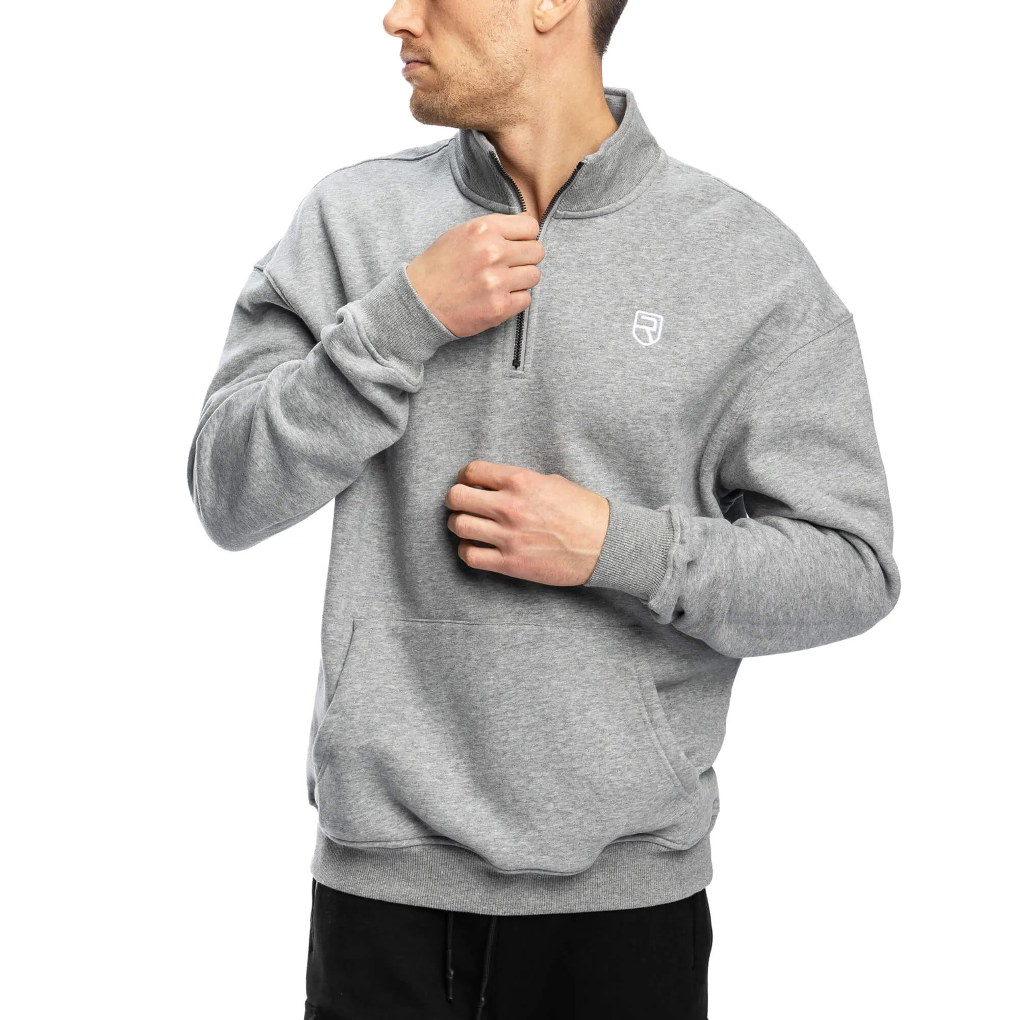 Comfy Crew Half Zip - Light Grey Marl