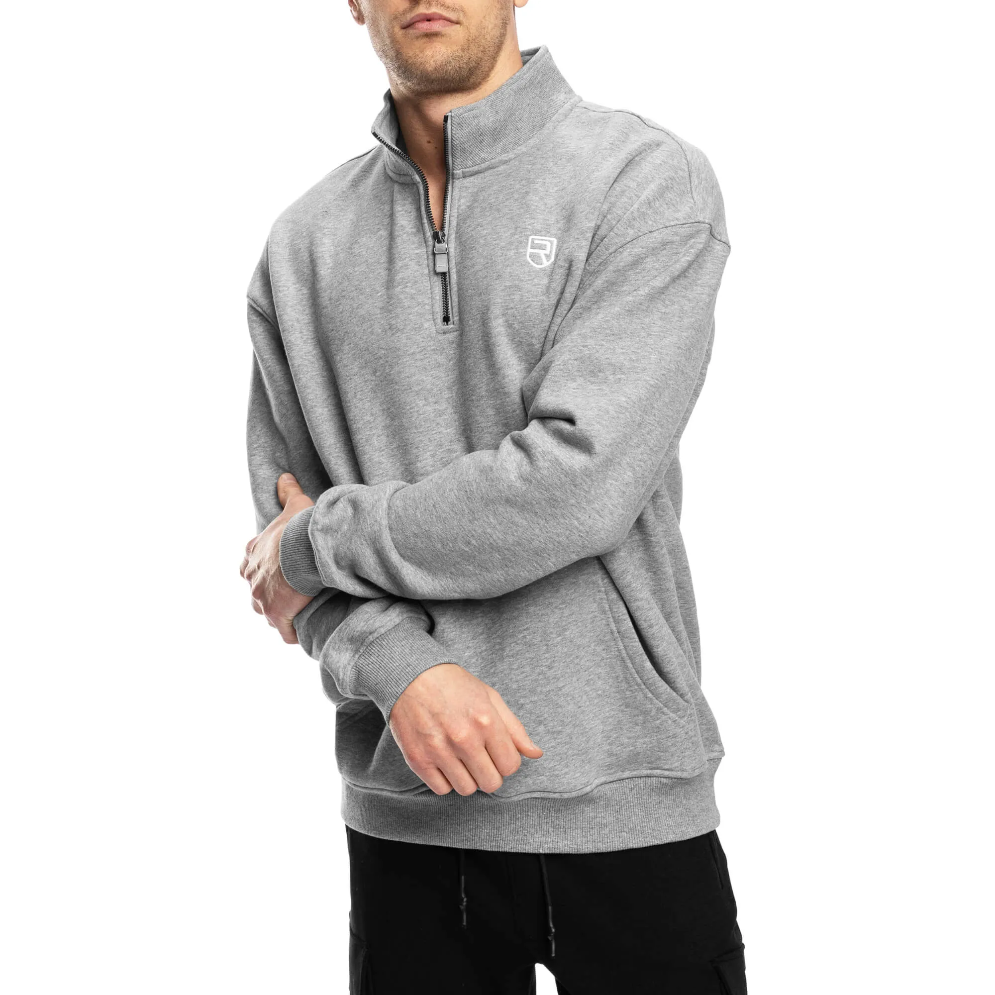 Comfy Crew Half Zip - Light Grey Marl