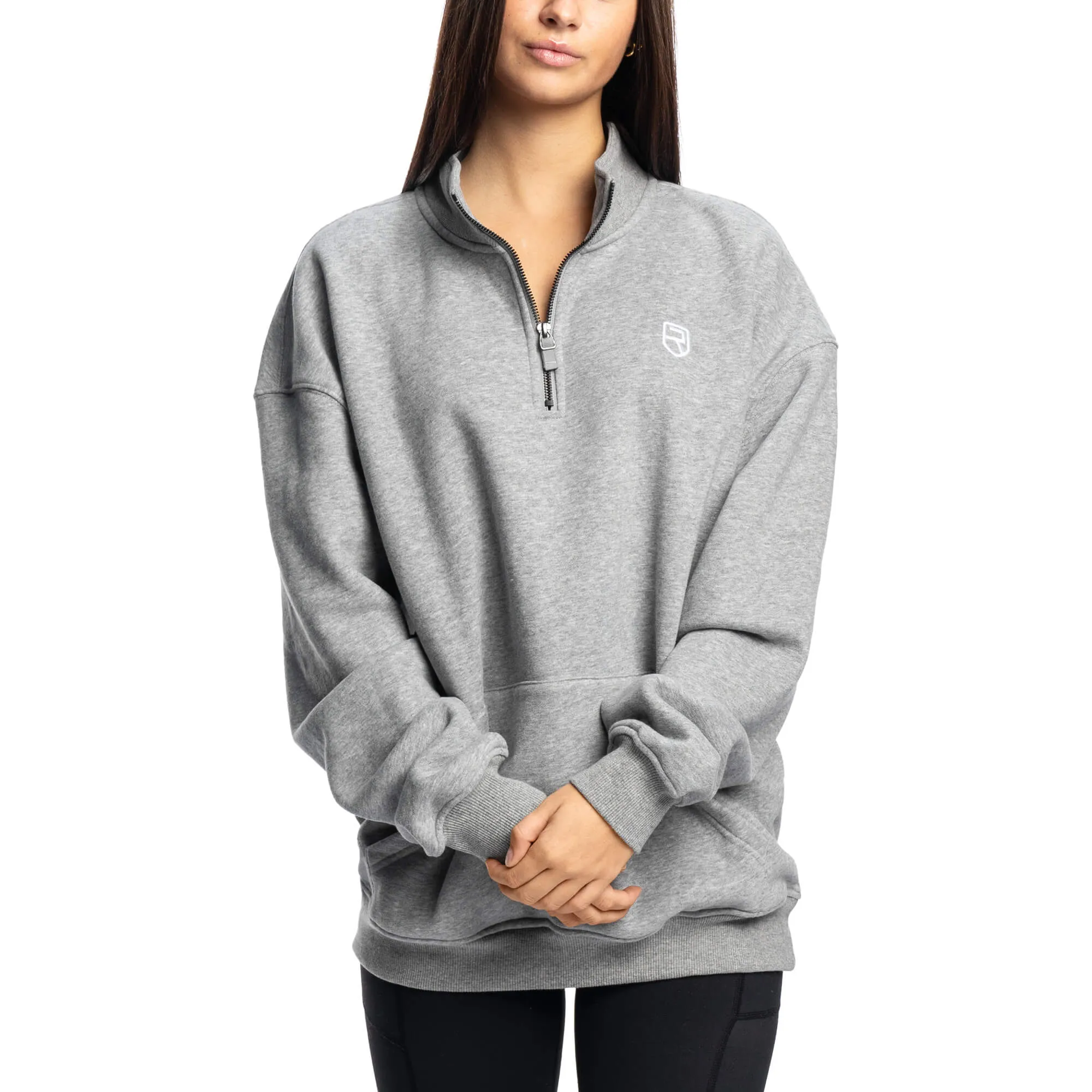Comfy Crew Half Zip - Light Grey Marl