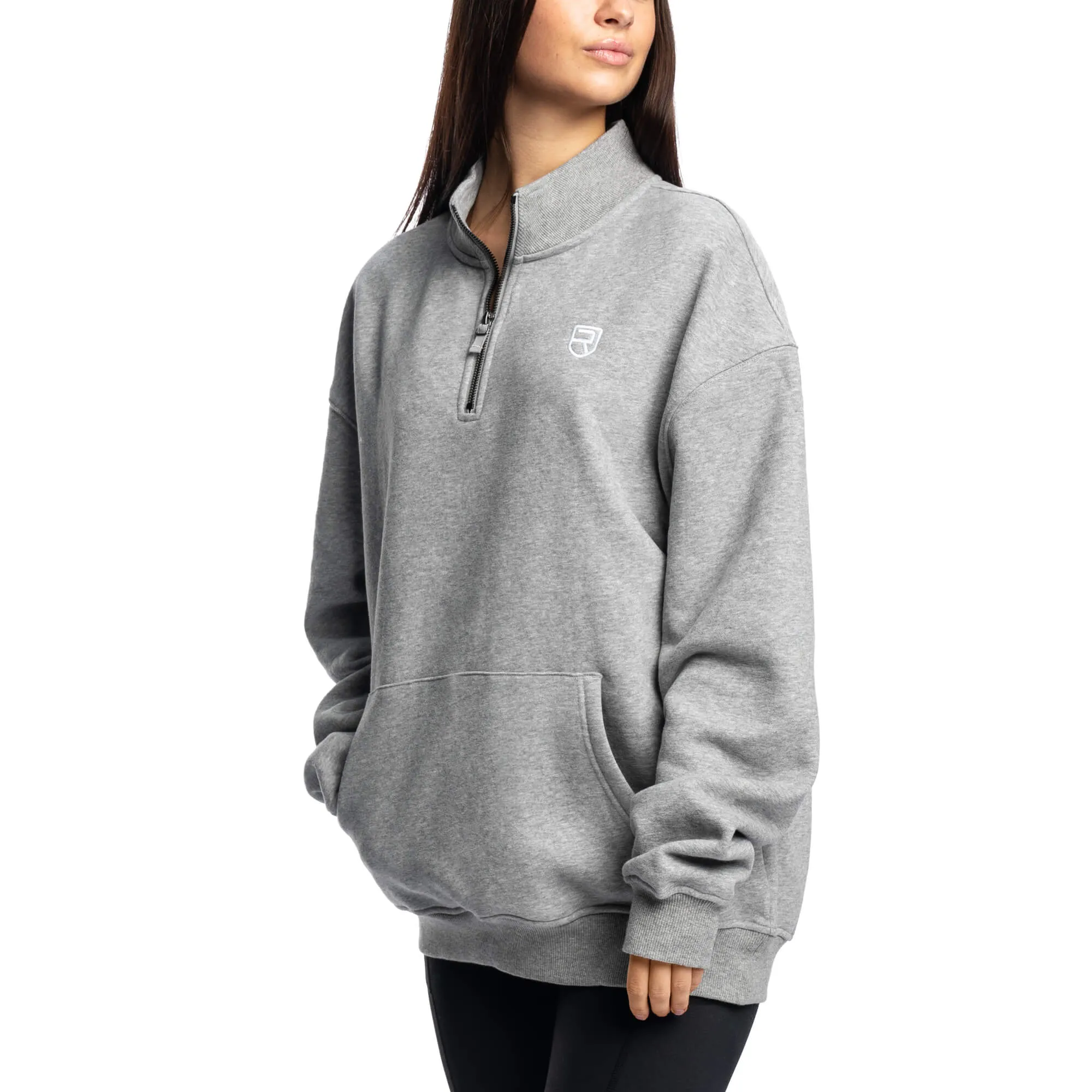Comfy Crew Half Zip - Light Grey Marl