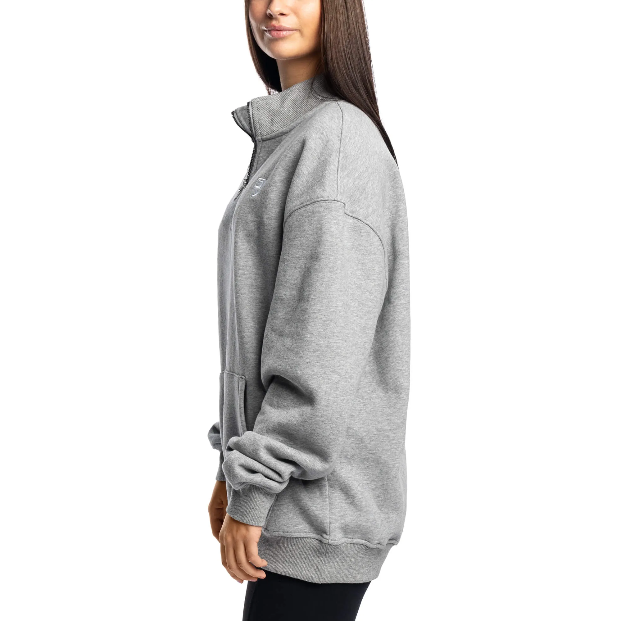 Comfy Crew Half Zip - Light Grey Marl