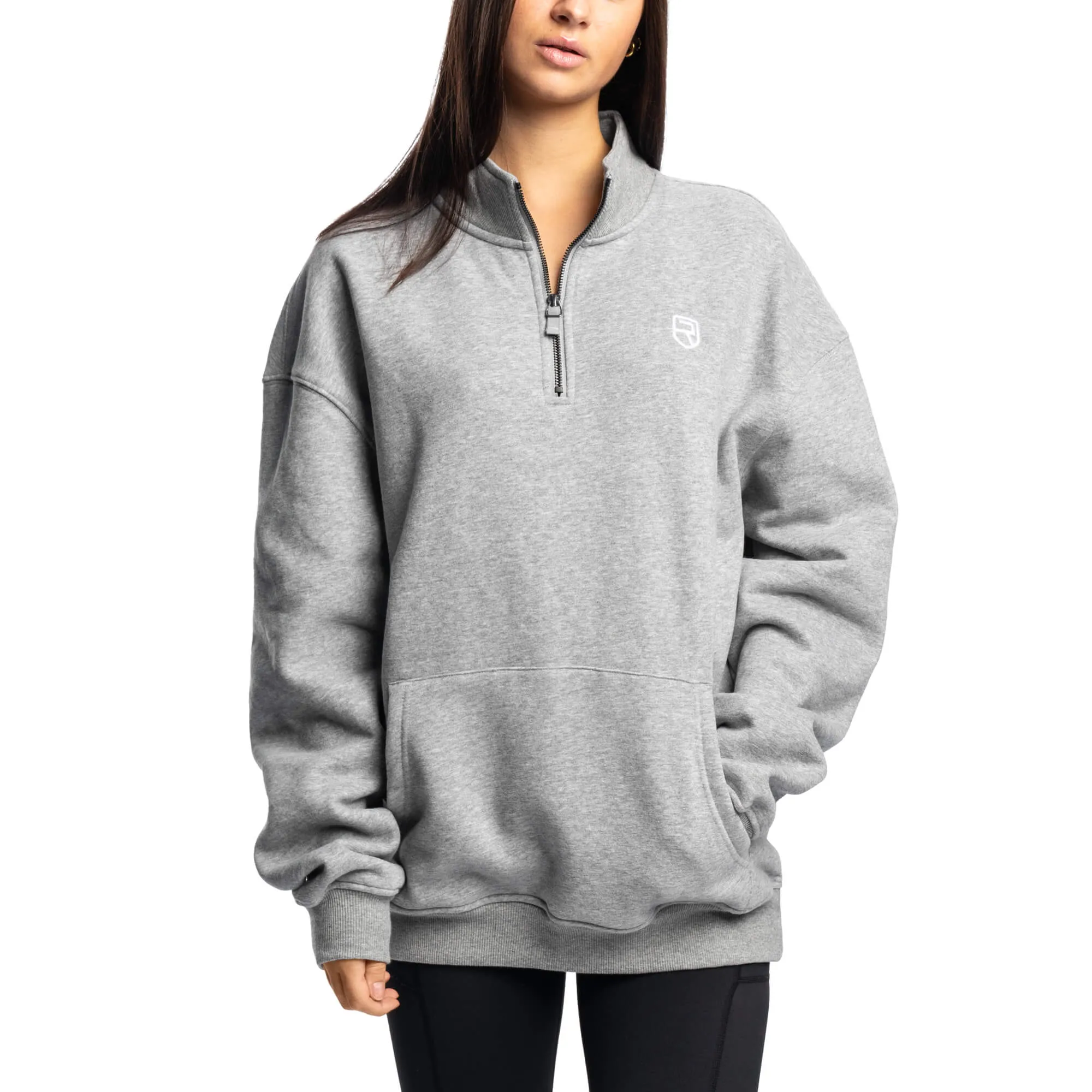 Comfy Crew Half Zip - Light Grey Marl