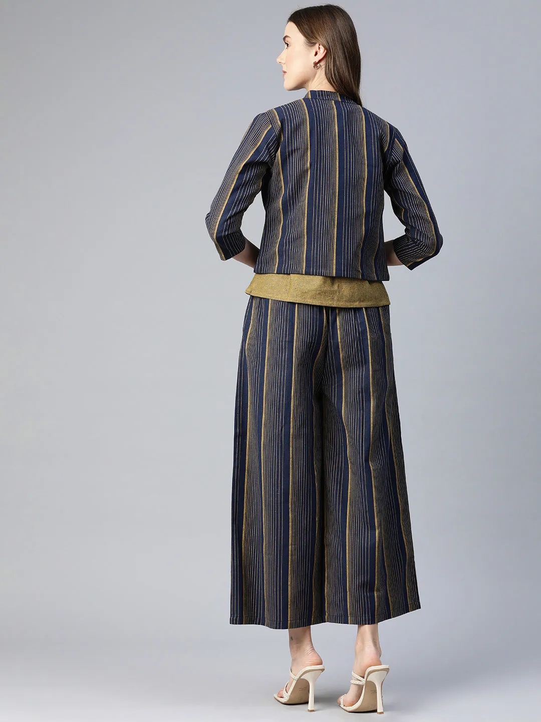 Cottinfab Women Solid Cotton Top with Trousers & Jacket