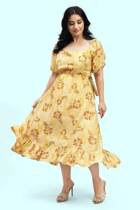 Curvy Lane Women Plus Size Raglan Sleeves Floral Dress