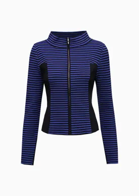 Dany – Contrasting Stripe Jacket with Solid Side Panels
