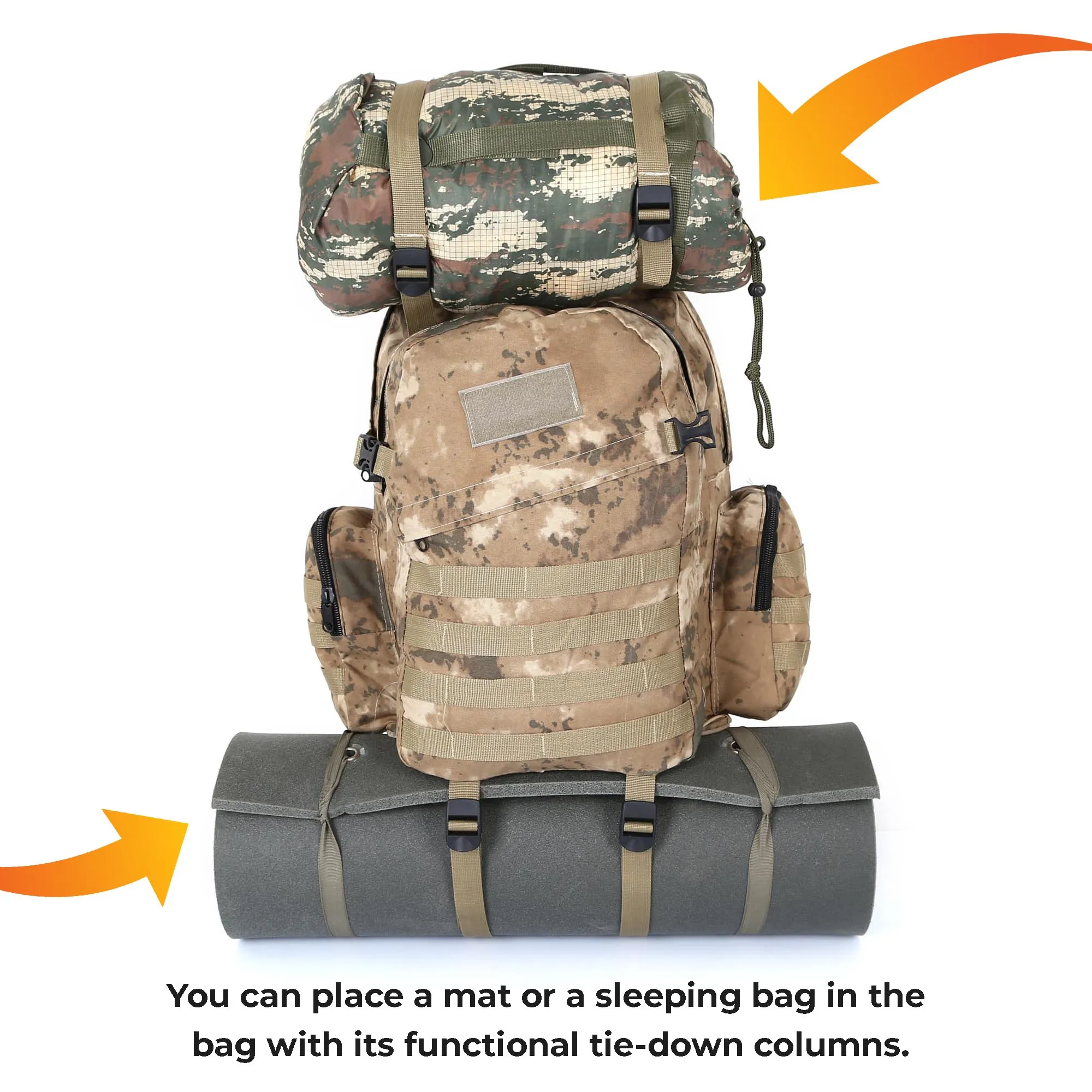 Deserton Camouflage Military Camping Trekking Backpack - 75 Liter Bag