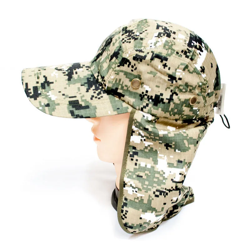 Digital Camouflage Caps with Flap Neck Cover