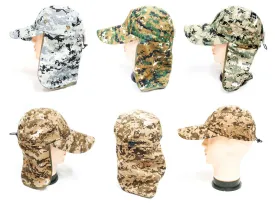 Digital Camouflage Caps with Flap Neck Cover