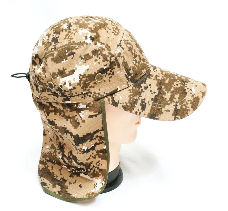 Digital Camouflage Caps with Flap Neck Cover