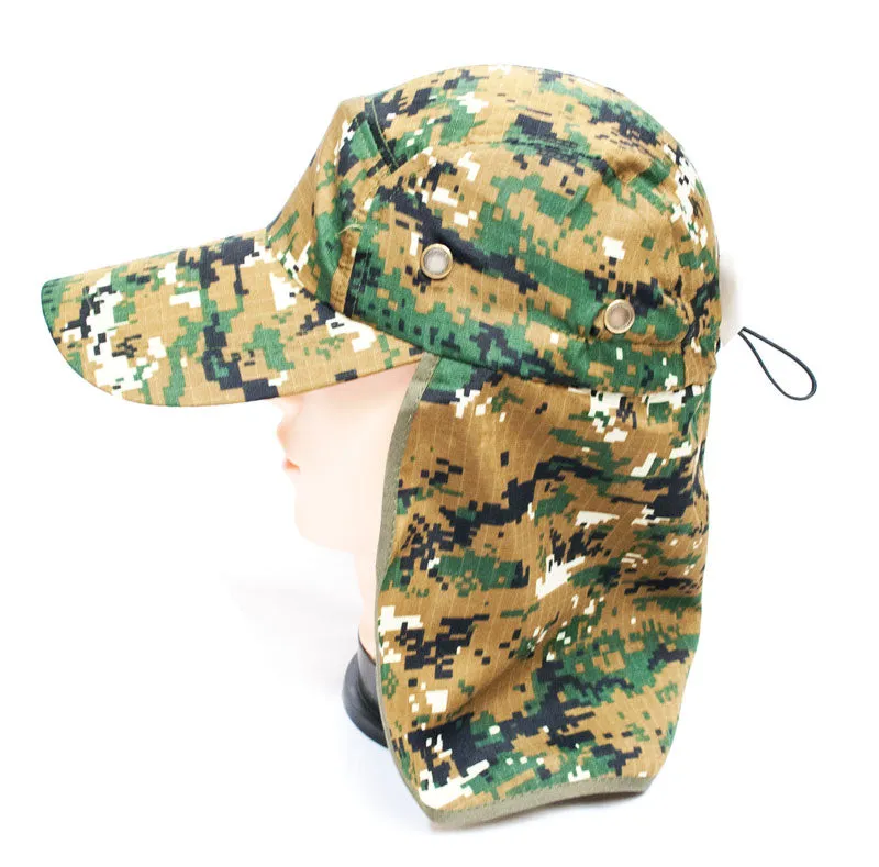 Digital Camouflage Caps with Flap Neck Cover