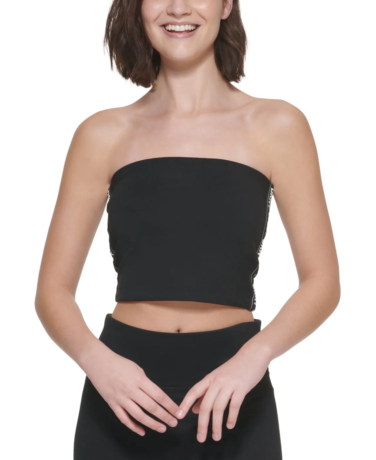 DKNY Women's Logo Tape Tube Top Black Size Medium