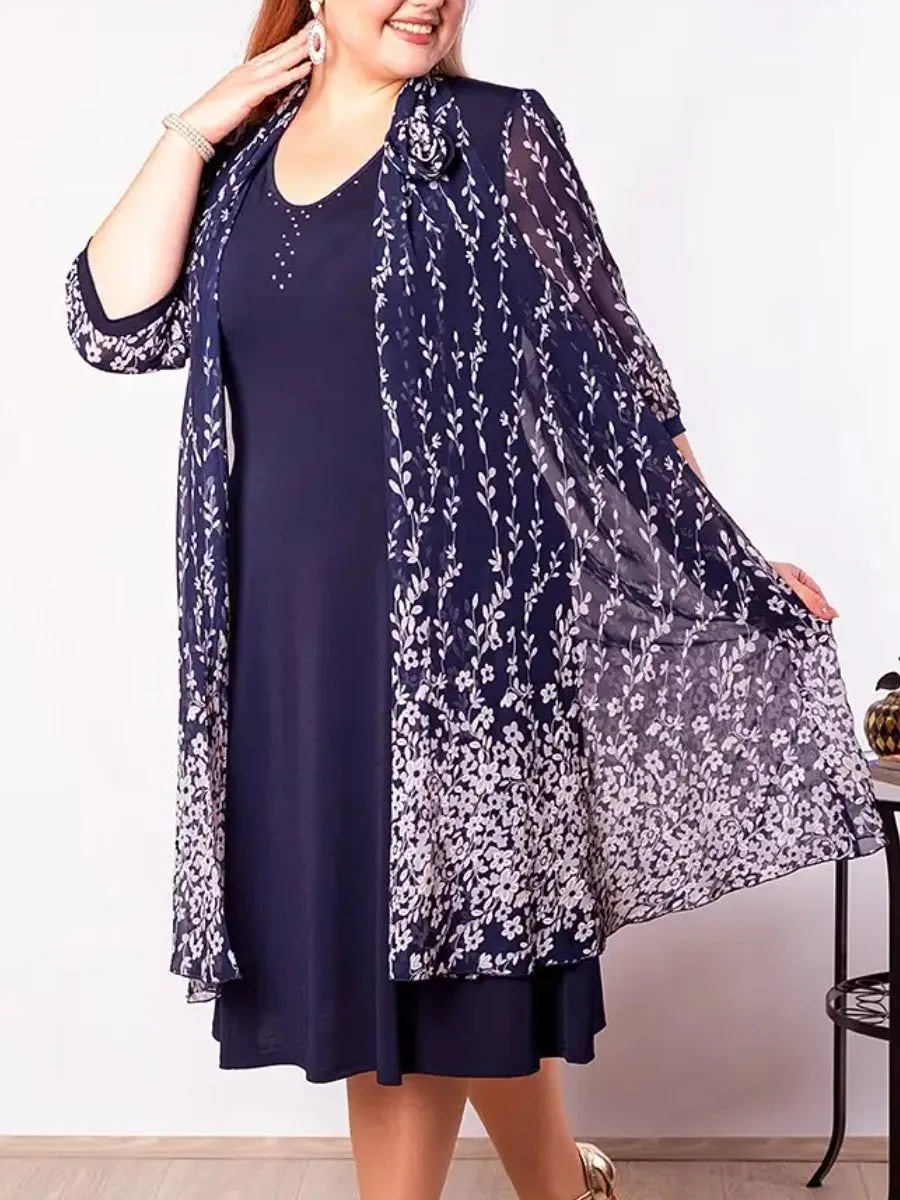 Elegant Chiffon Dress with Outerwear