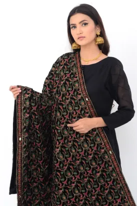 Ellena Fancy Embroidered Shawl Black - SH217