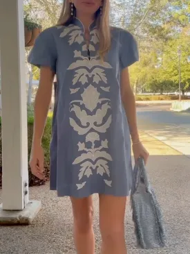 Embroidered Floral Mini Dress