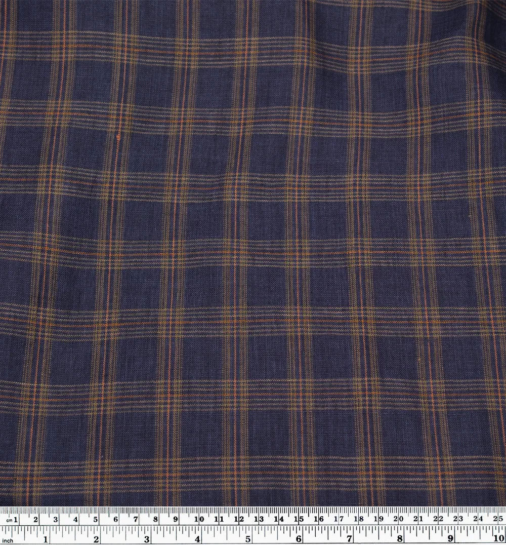 Fireside Plaid Yarn Dyed Linen - Midnight Blue