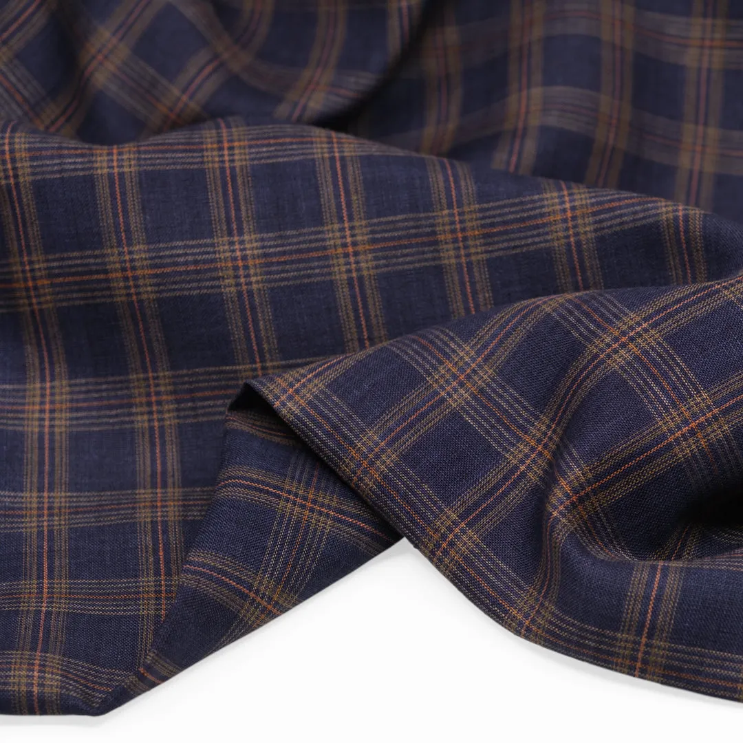 Fireside Plaid Yarn Dyed Linen - Midnight Blue