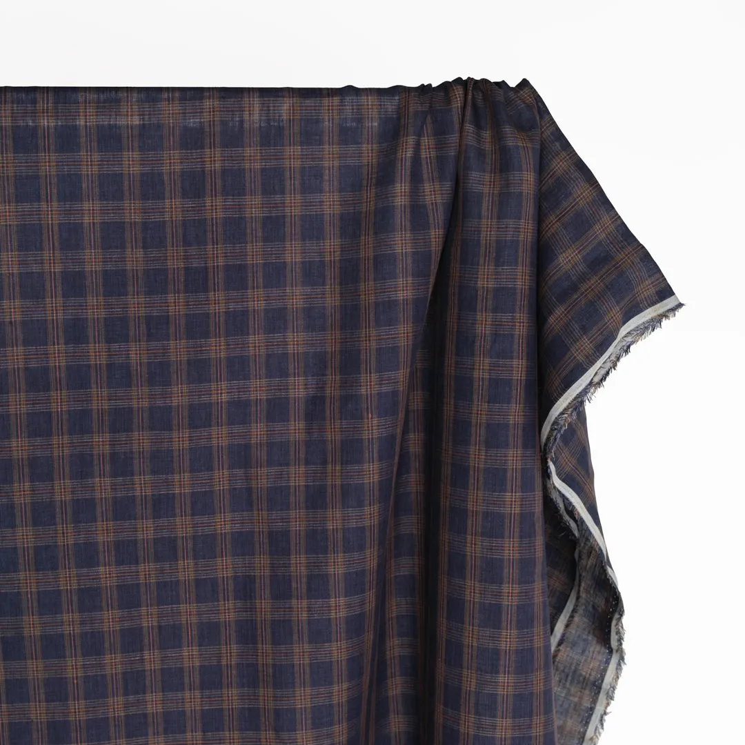 Fireside Plaid Yarn Dyed Linen - Midnight Blue