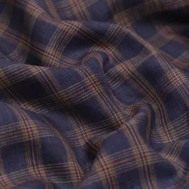 Fireside Plaid Yarn Dyed Linen - Midnight Blue