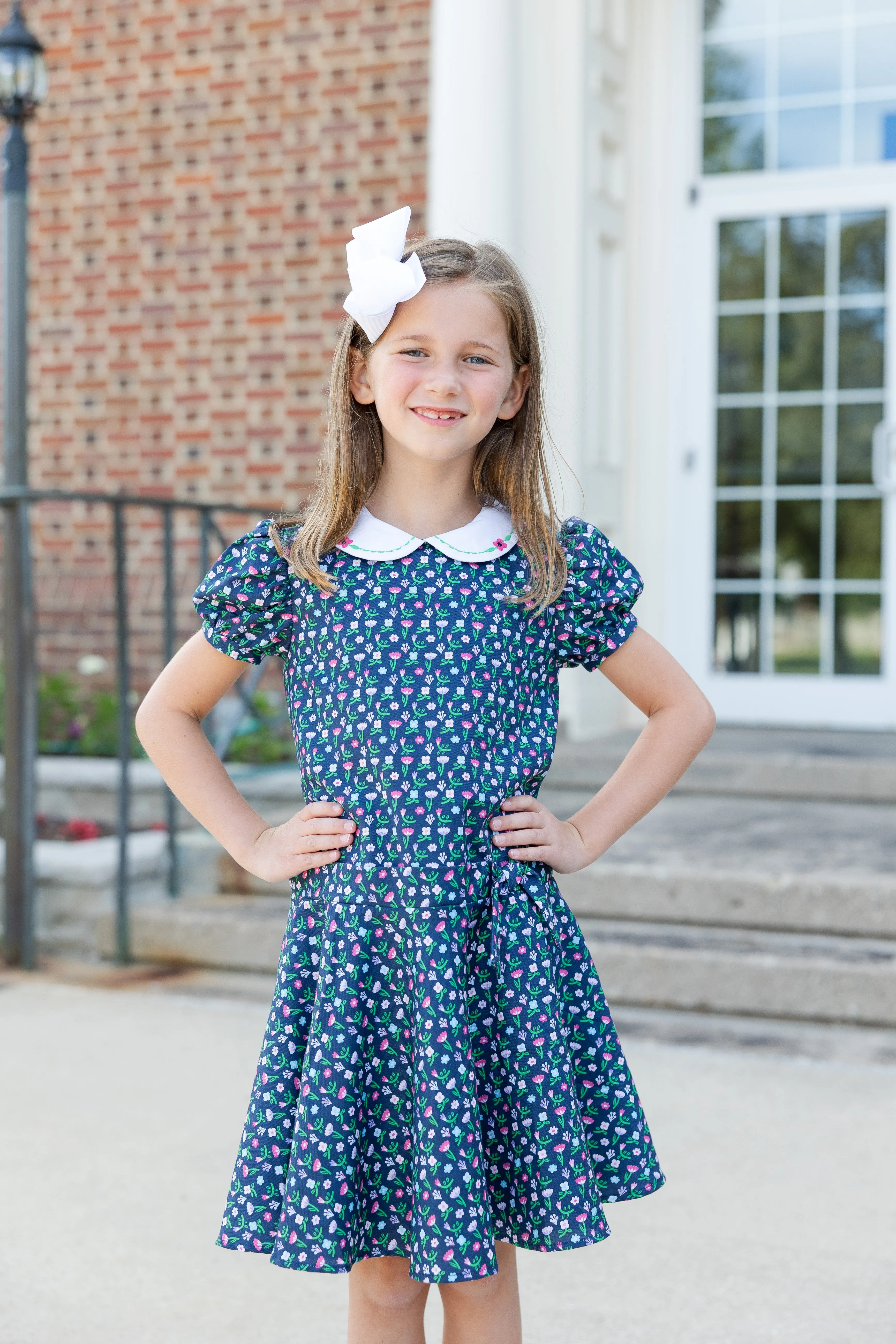 Floral Dress With Embroidered Collar