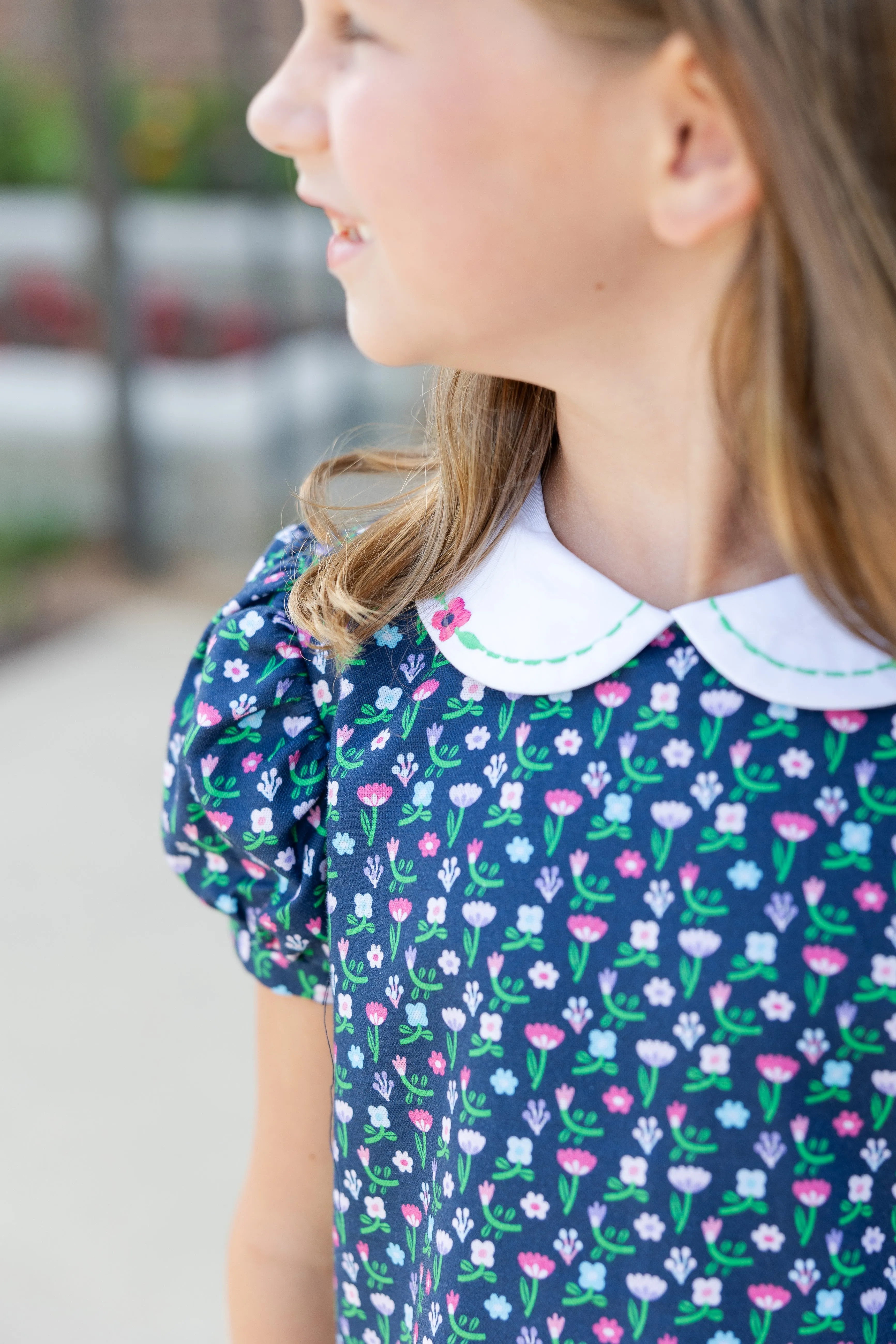 Floral Dress With Embroidered Collar