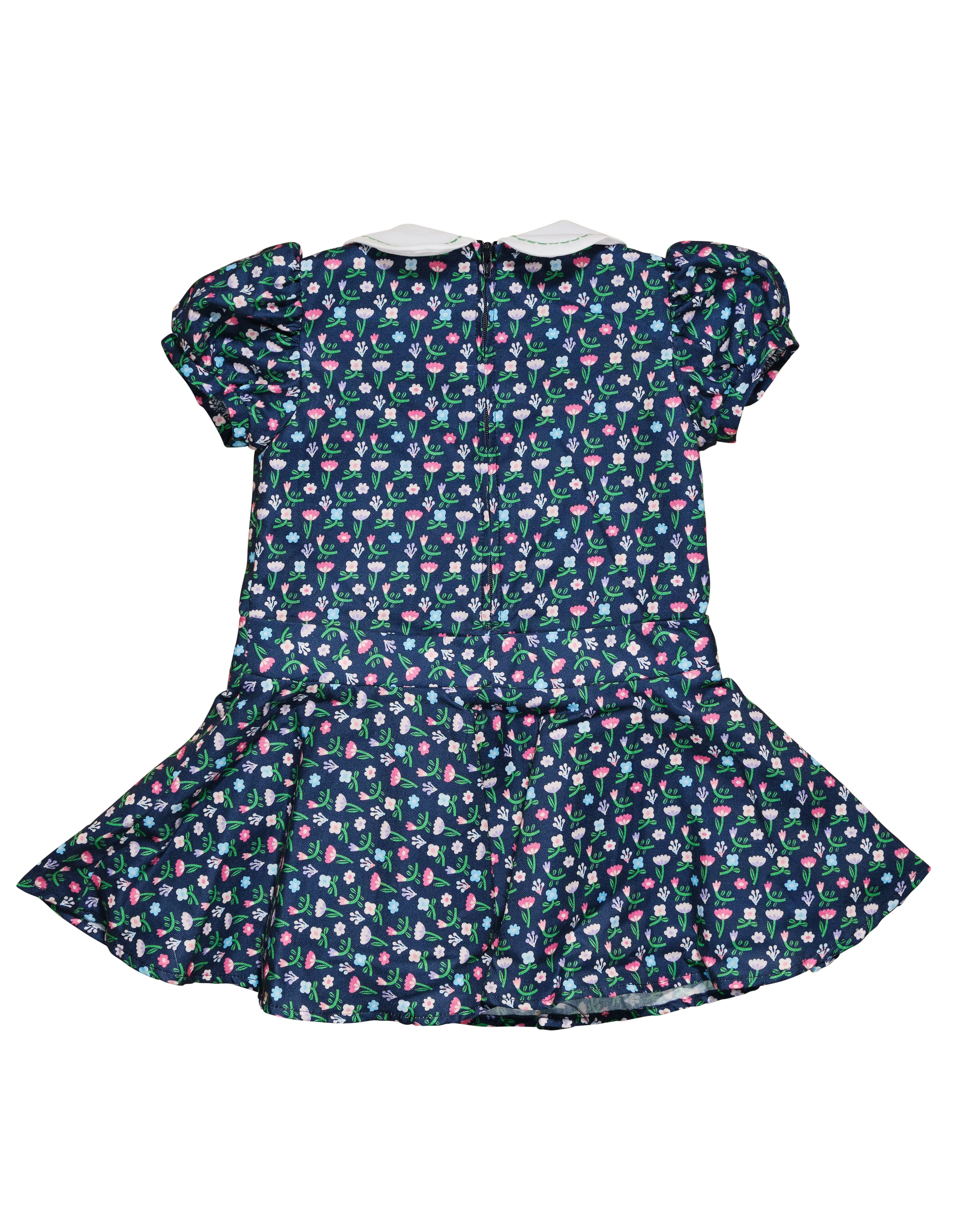 Floral Dress With Embroidered Collar