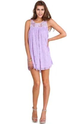 Floral Lace Sleeveless Dress Lavender