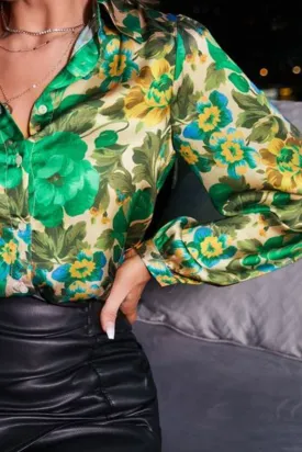 FLORAL PRINT BISHOP SLEEVE SHIRT