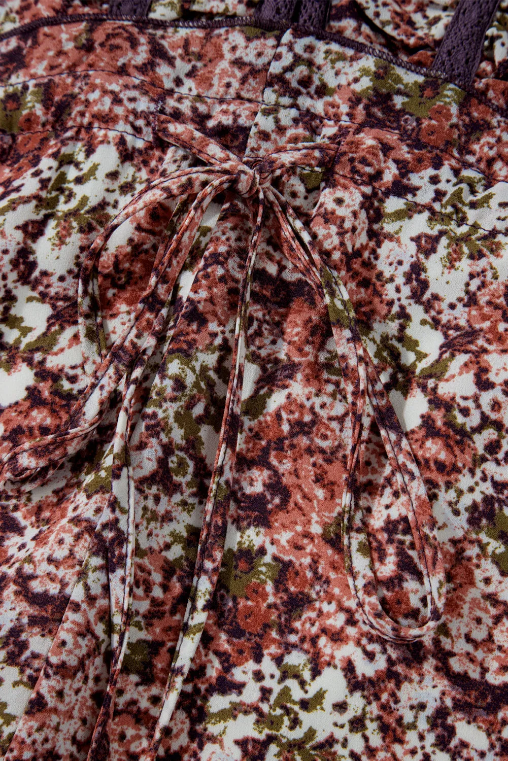 Floral Print V Neck Midi Dress