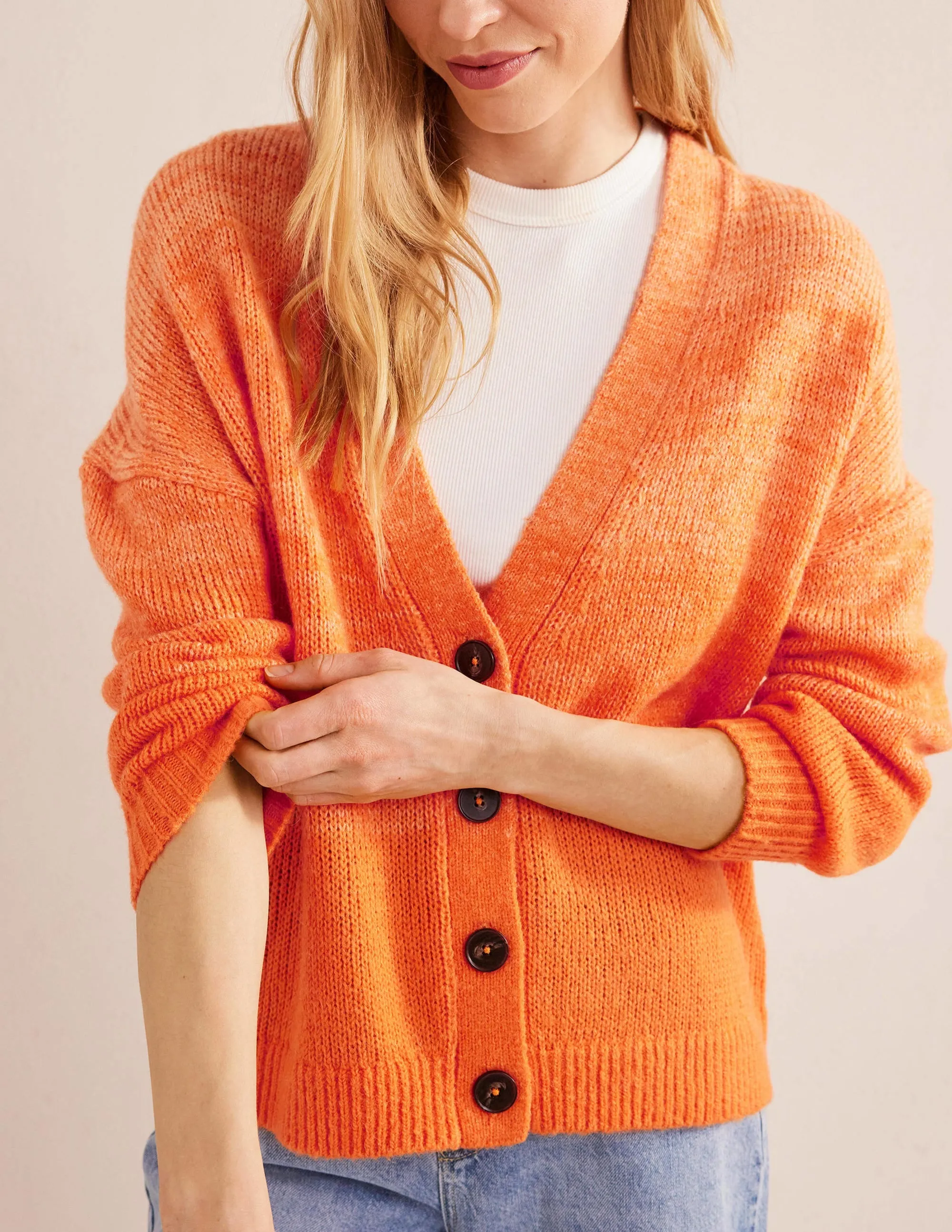Fluffy Cardigan-Orange Ombre