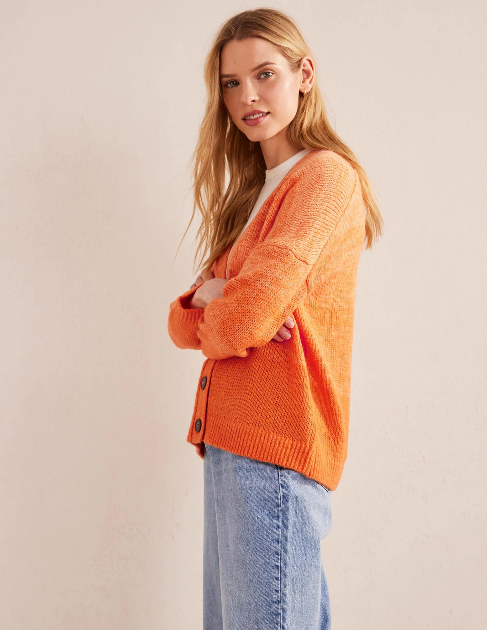 Fluffy Cardigan-Orange Ombre