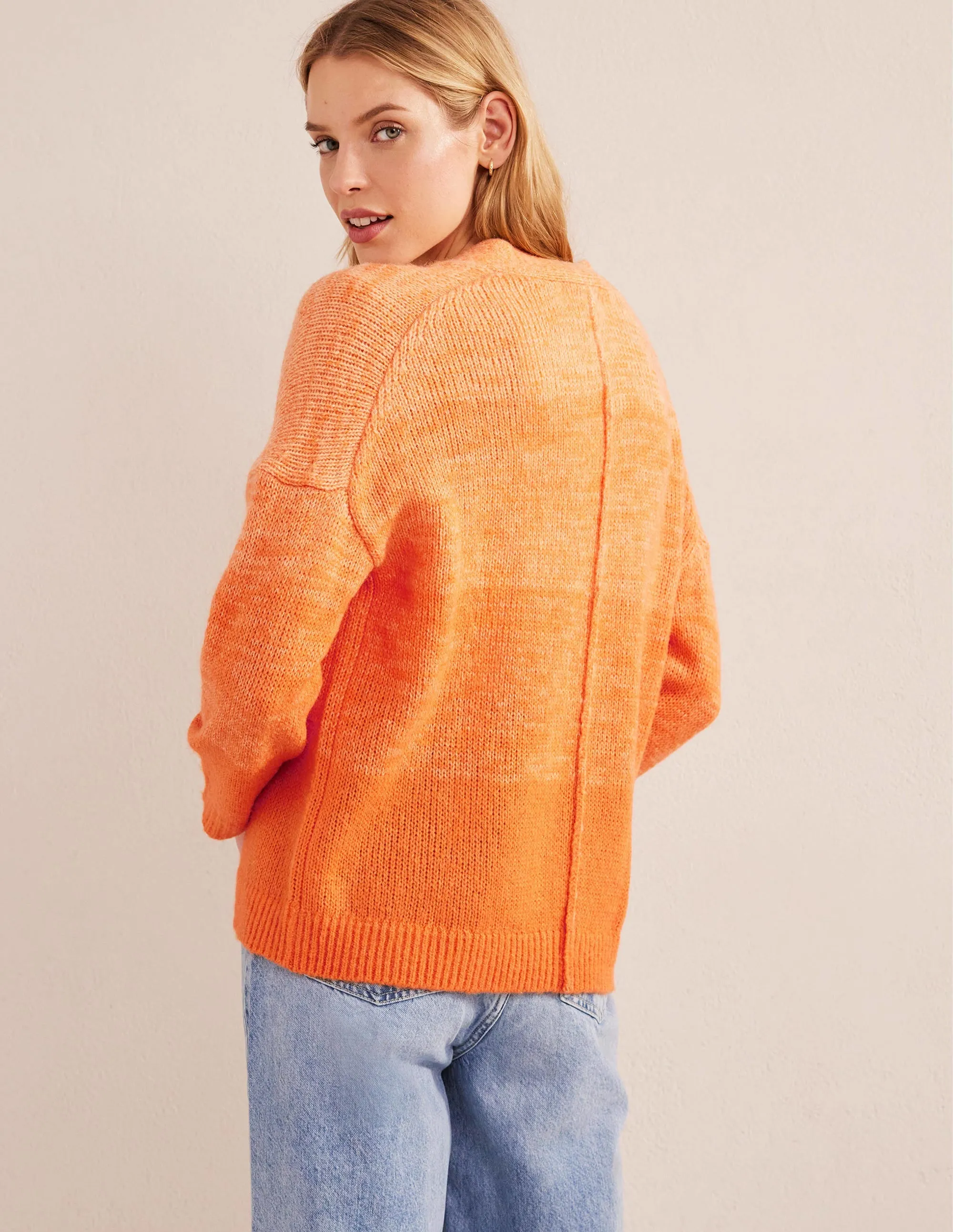 Fluffy Cardigan-Orange Ombre