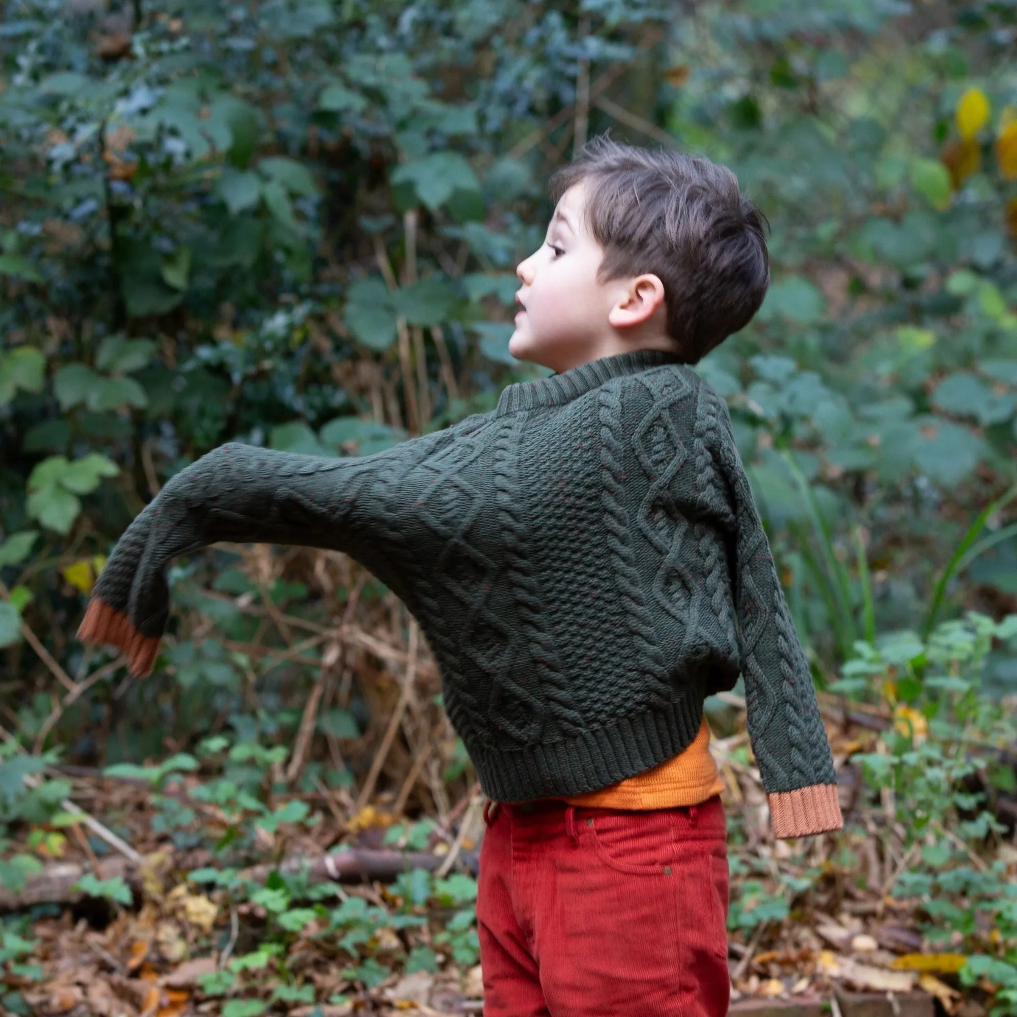 From One To Another Fern Aran Snuggly Knitted Jumper