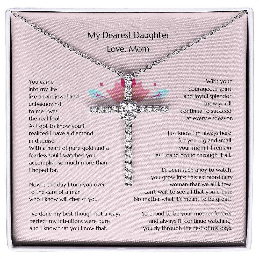 Gift for Bride, Necklace for Bride, Mom To Daughter Wedding, Cross for Bride, Gift from Mom, Gift from Mother of the Bride, Mother Daughter