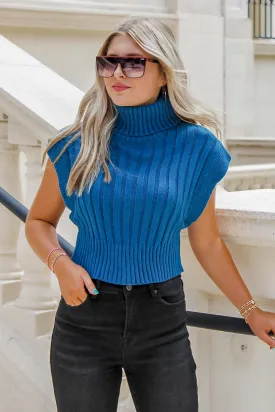 Give You My Heart Turtleneck Sweater Vest - Teal
