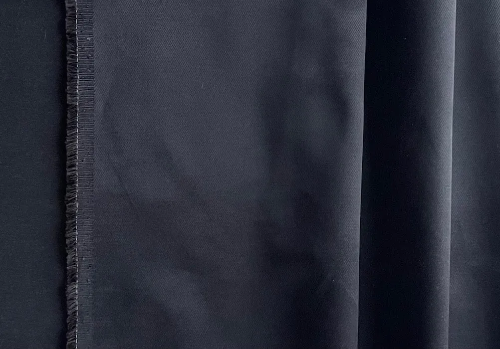 Glossy Raven's Wing Black Rayon & Cotton Twill (Made in Italy)