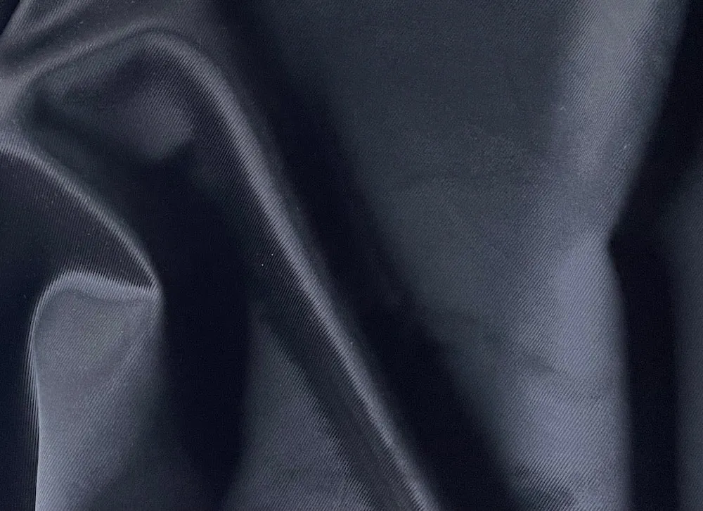 Glossy Raven's Wing Black Rayon & Cotton Twill (Made in Italy)