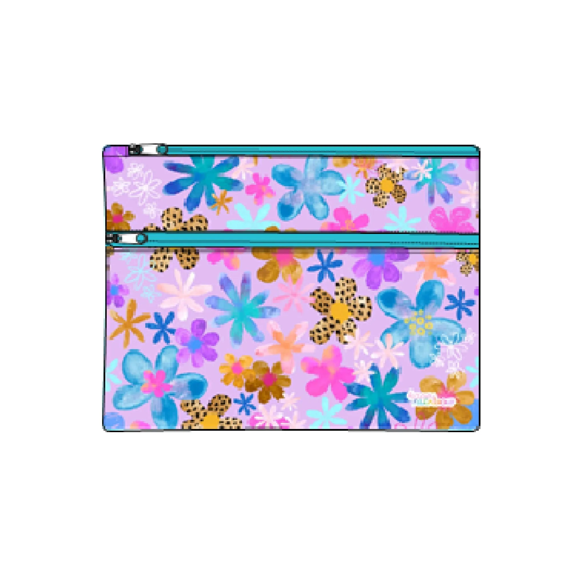 Got It Covered Pencil Case LARGE 2 Zip - Kasey Rainbow Mauve Meadow