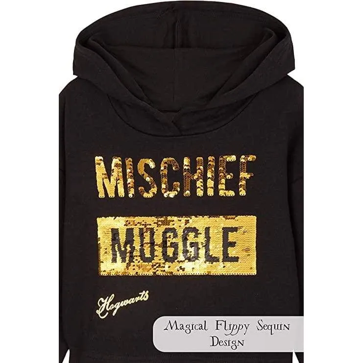 Harry Potter Black Cropped Hoodie & Leggings Cotton Set for Girls & Teenager