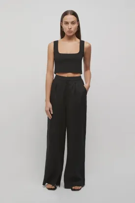Hayworth Linen Split Trousers Black