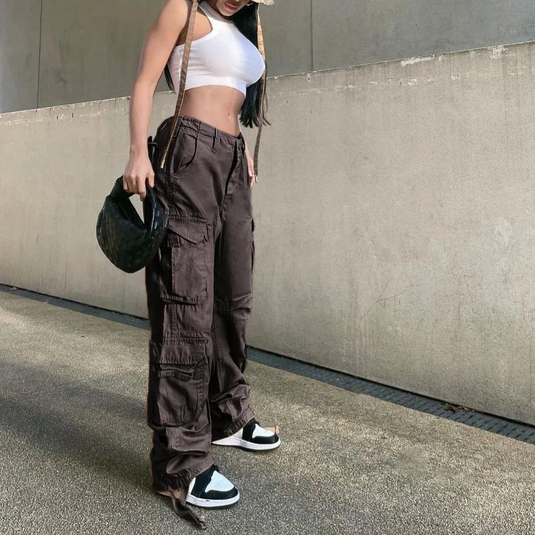 High waist loose wide leg retro dad jeans for women