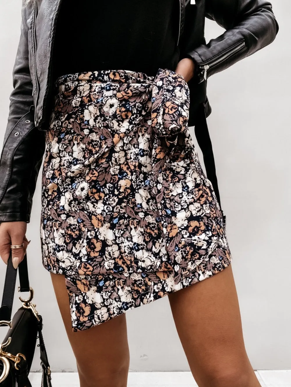 High Waist Mini Wrap Skirt