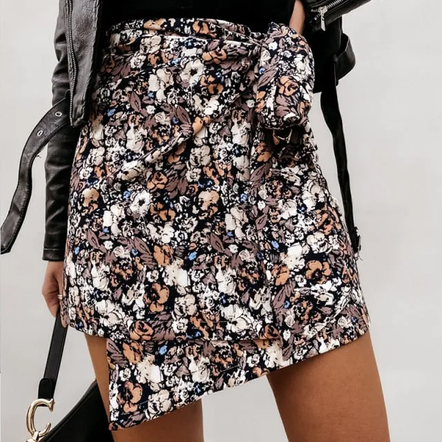 High Waist Mini Wrap Skirt