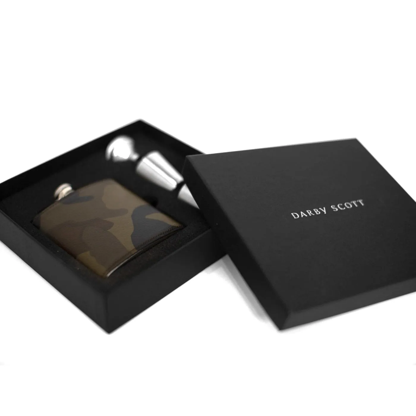 Hip Flask Gift Set, 6 Oz, Camouflage Leather