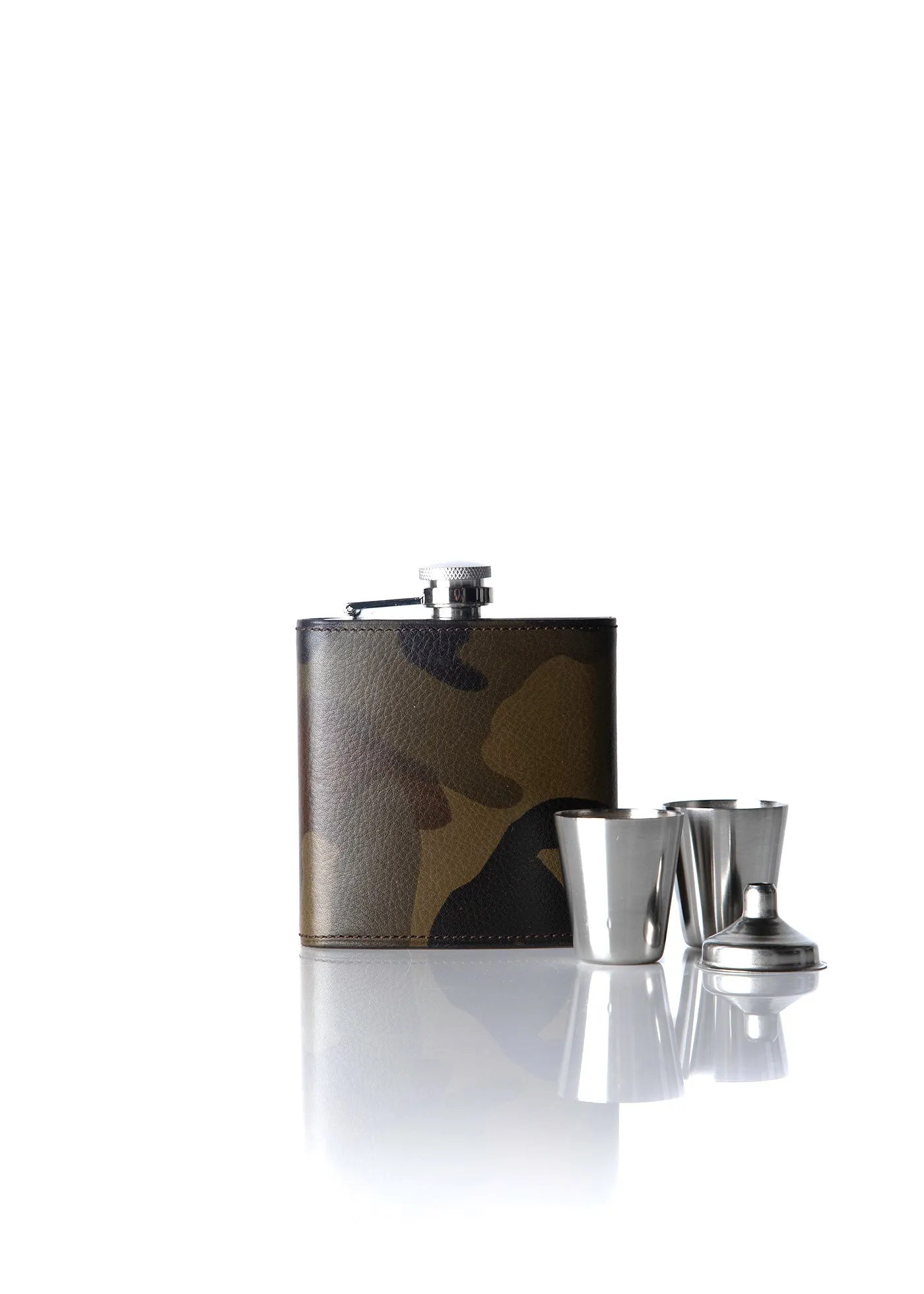 Hip Flask Gift Set, 6 Oz, Camouflage Leather