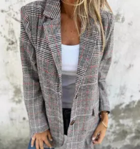 Ivyshape | Casual Check Coat for Women