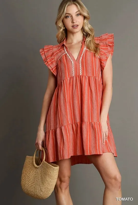 Jacquard Stripe Short Dress