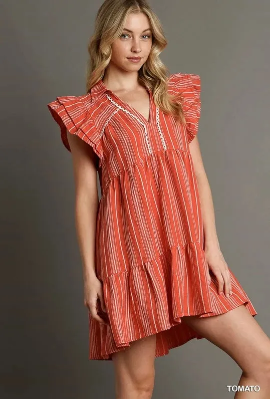 Jacquard Stripe Short Dress