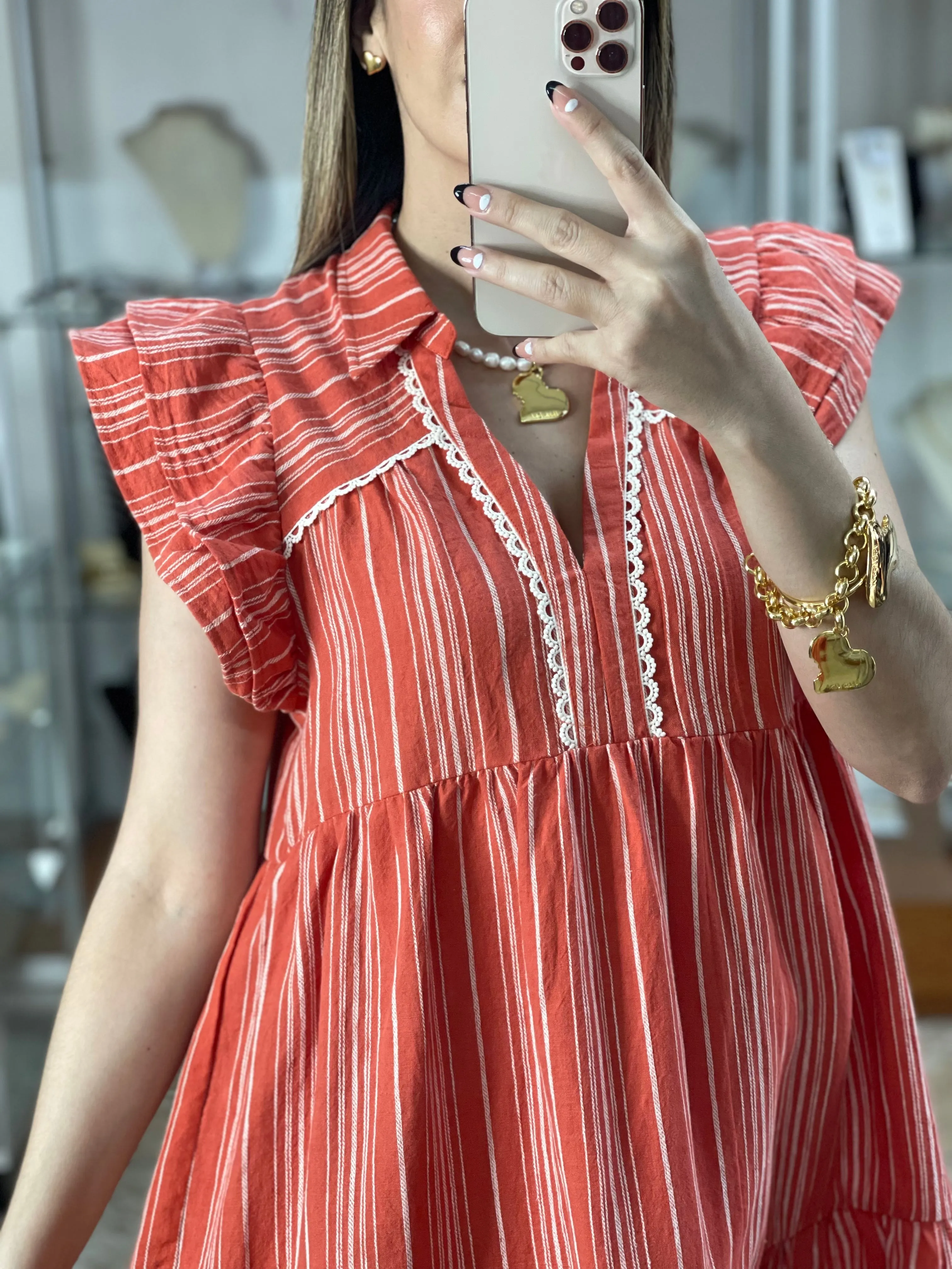Jacquard Stripe Short Dress