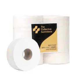 Jumbo Toilet Paper, 2 ply, Recycled Paper, 300mt, 8 rolls